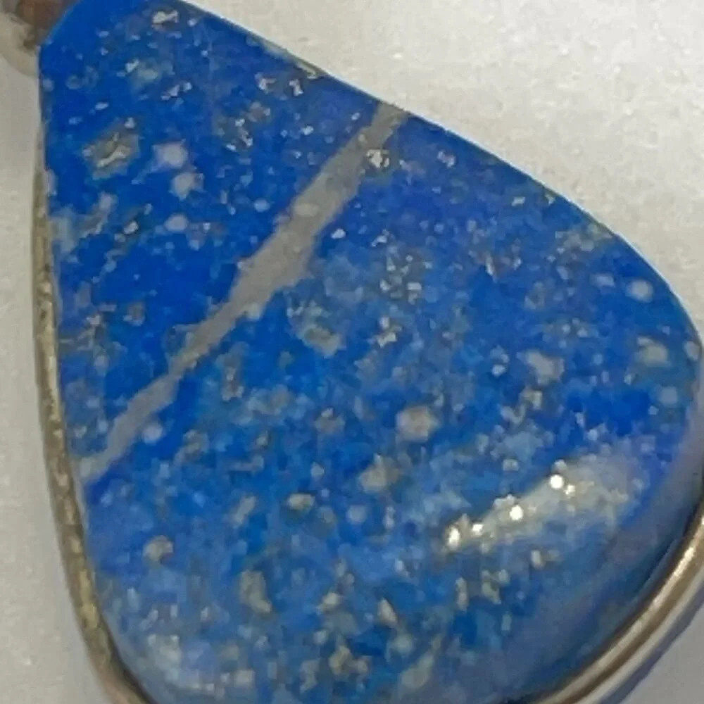 Lapis Lazuli Stone Silver Tone Hook Setting Earrings Dangle Minimalist Boho